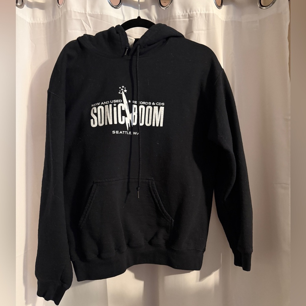 Sonic Boom Seattle Hoodie Sweatshirt Black Size M Indie Record Store - Picture 3 of 11